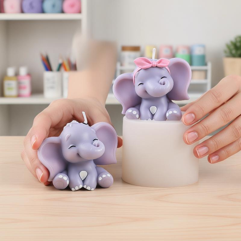 Soap Making Silicone Molds - Cute 3D Elephant Silicone Candle Mold