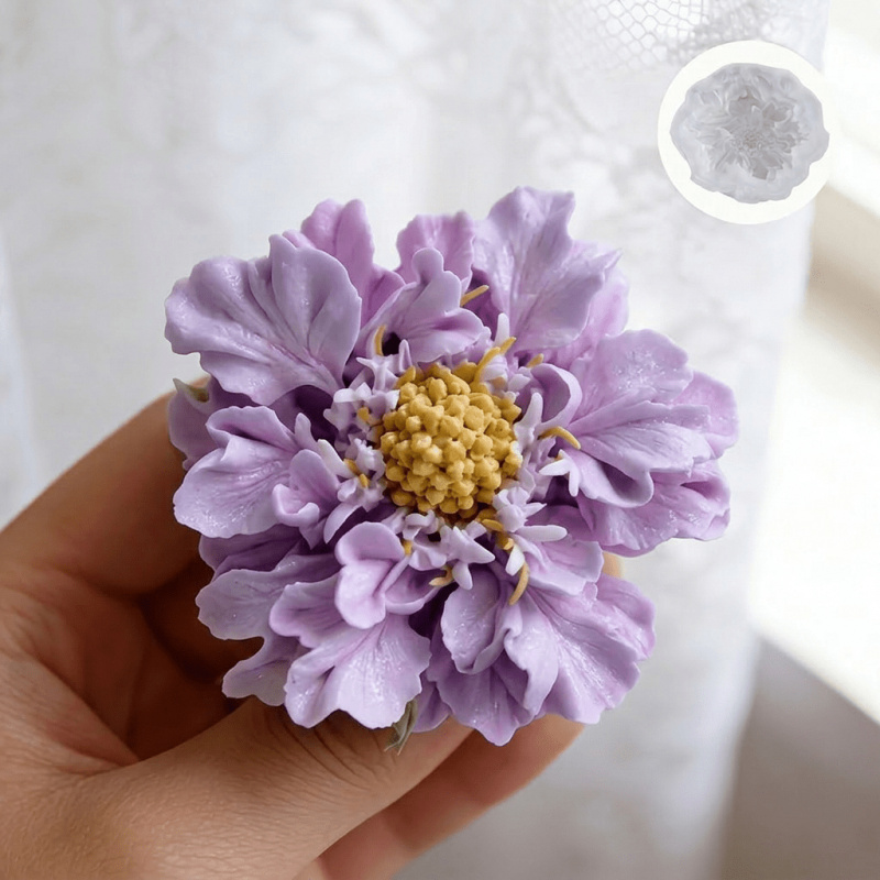 Soap Making Silicone Molds - 1 Dreamy Blue Potted Flower Silicone