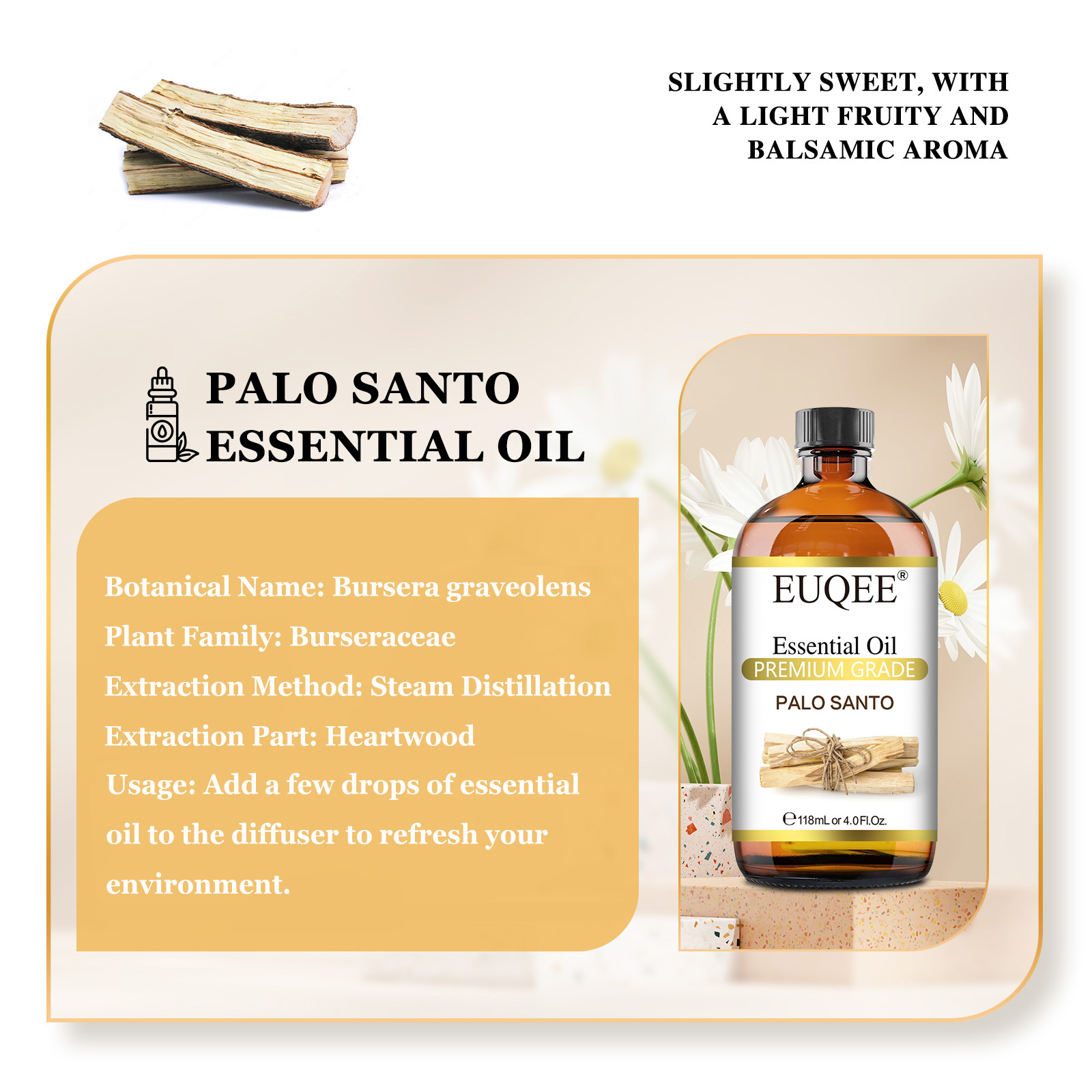 EUQEE 118ml Essential Oil Palo - Soap Making Ingredients 评论和价格