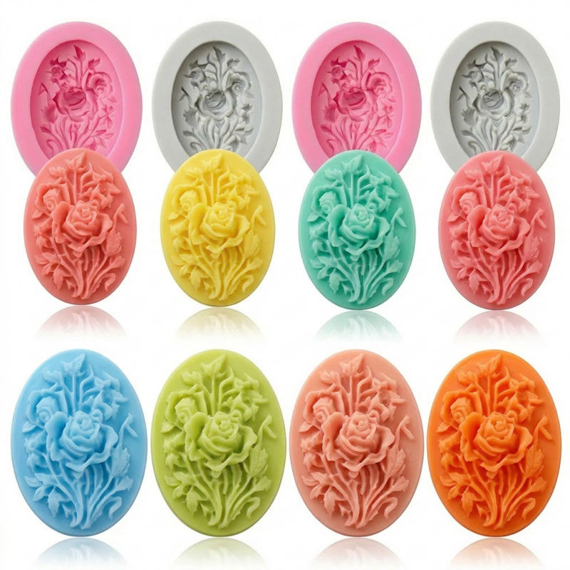 4 Silicone mold with flower sh - Soap Making Silicone Molds 评论和价格